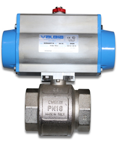 Ball valve 2 1/2" w/part-turn valve actuator & one-way restr